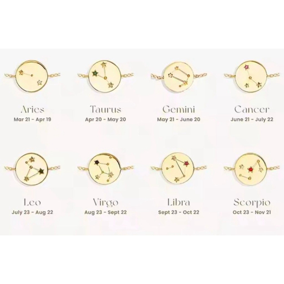 NEW “Gemini" Gold Filled Star Disc Birthday Zodiac Constellation Bracelet, 6-8" - Picture 6 of 6